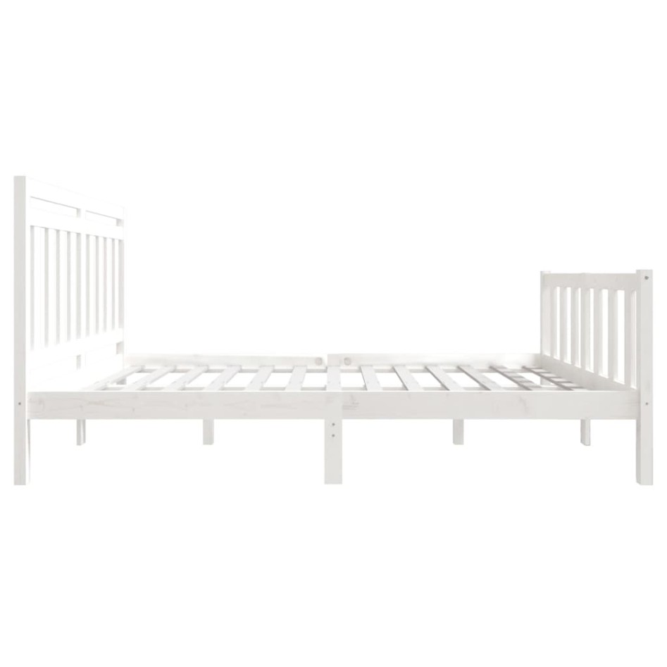 Estructura de cama de madera maciza blanca 140x190