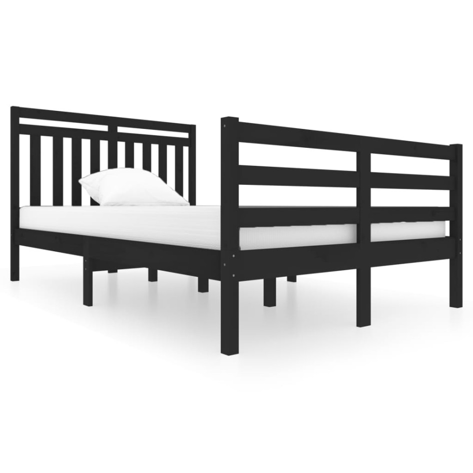 Estructura de cama madera maciza negra 120x200