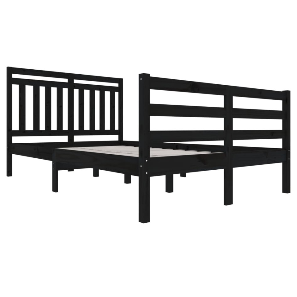 Estructura de cama madera maciza negra 120x200