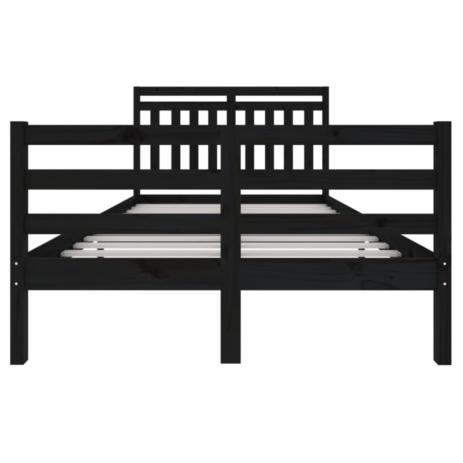 Estructura de cama madera maciza negra 120x200