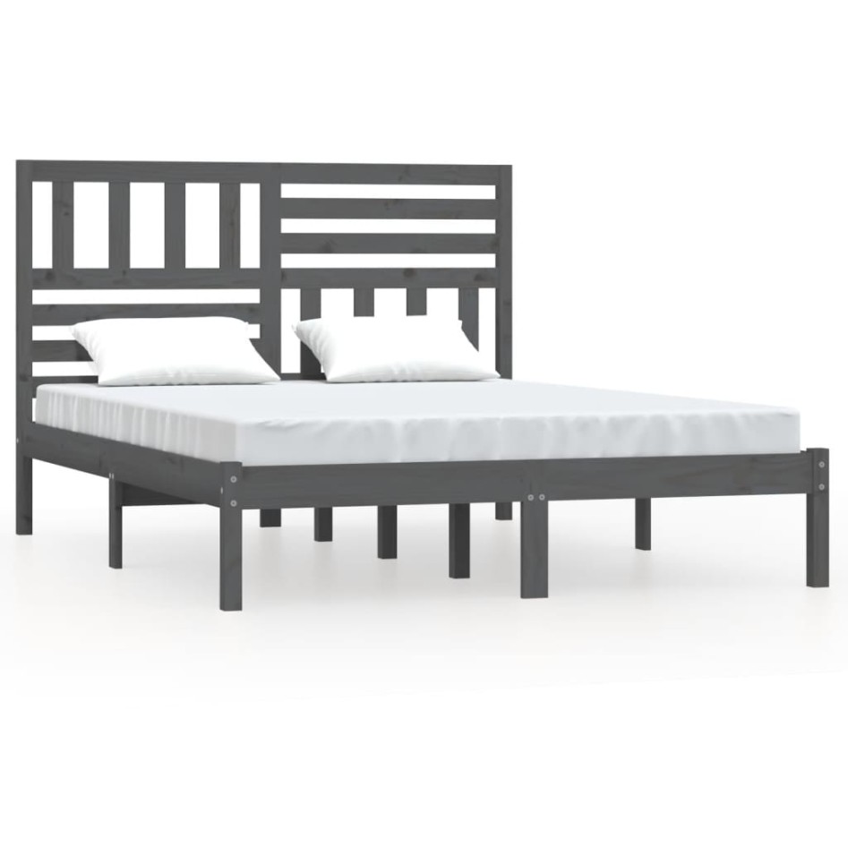 Estructura de cama madera maciza de pino gris 135x190