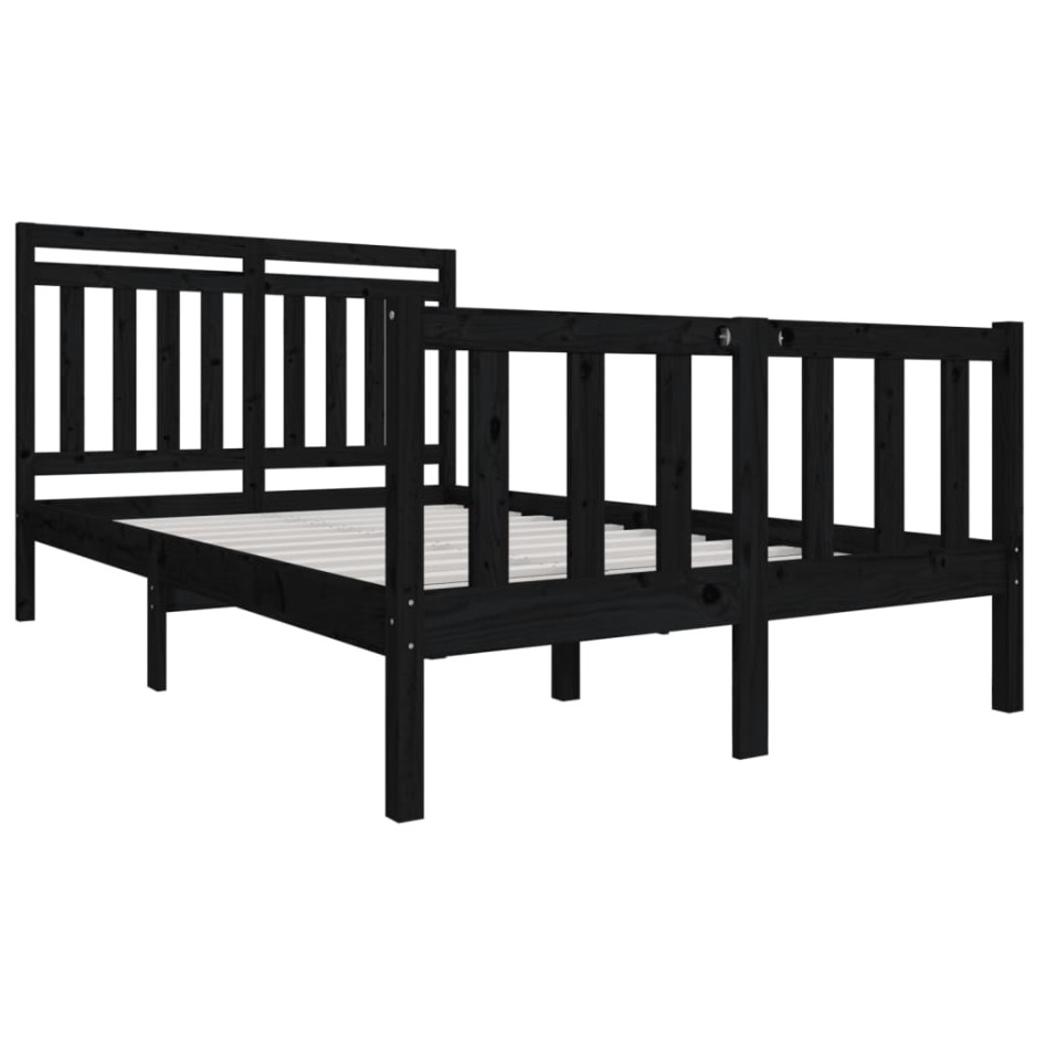 Estructura de cama de madera maciza negro 140x200