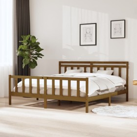 Estructura de cama de madera maciza marrón miel 200x200