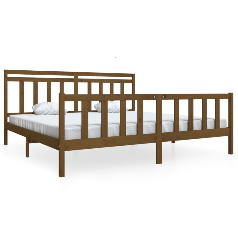 Estructura de cama de madera maciza marrón miel 200x200