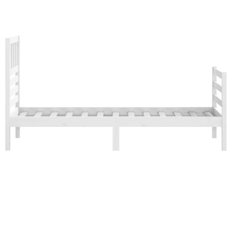 Estructura de cama individual madera maciza blanco 75x190
