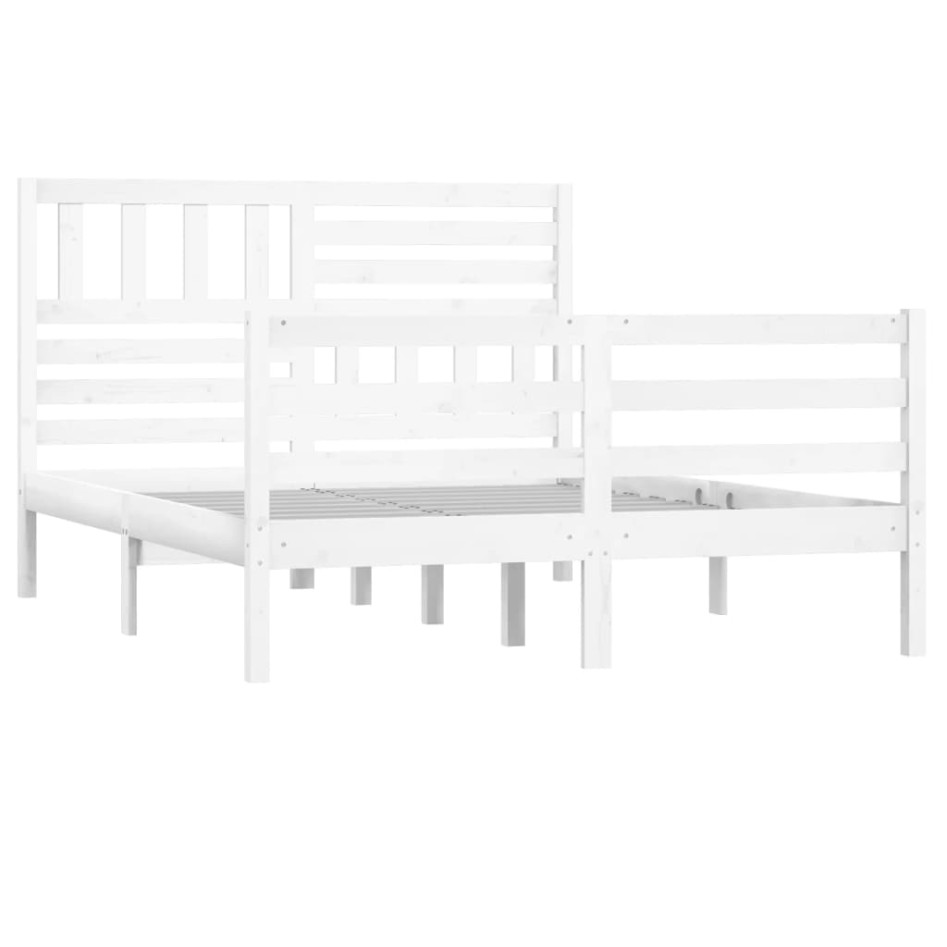 Estructura de cama de madera maciza blanco 150x200