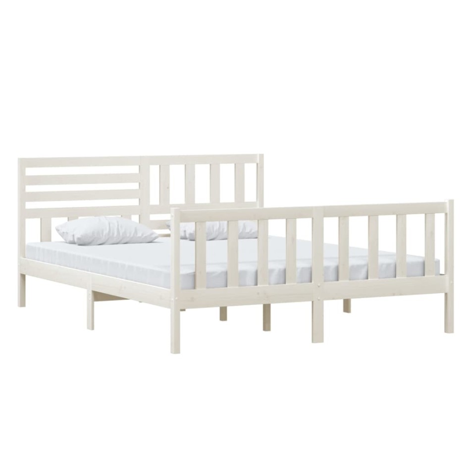 Estructura de cama de madera maciza blanca 160x200