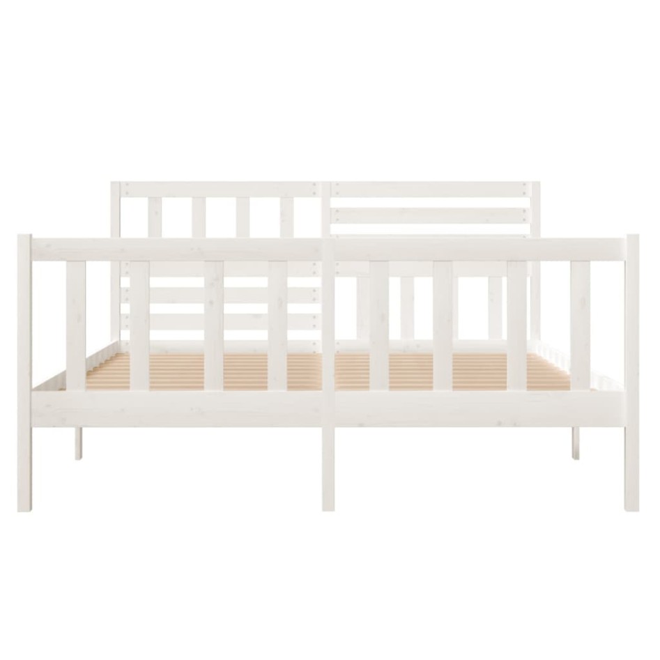 Estructura cama doble pequeña madera maciza blanco 120x190