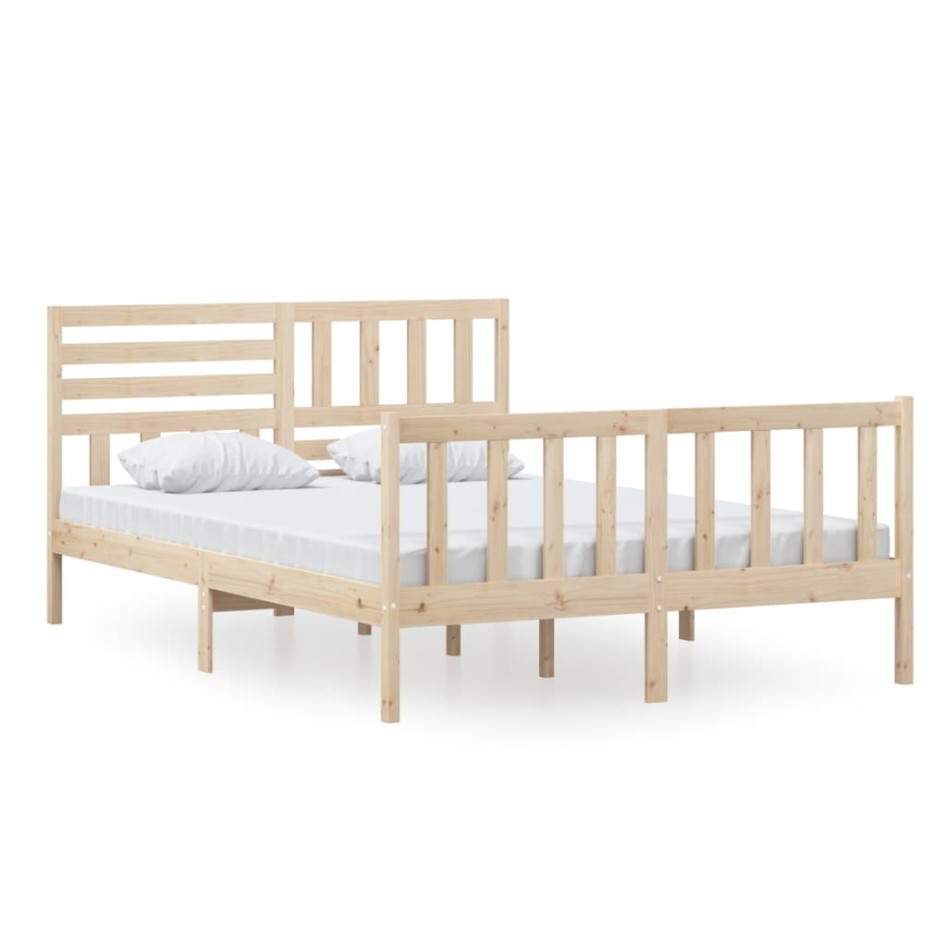 Estructura de cama de madera maciza 140x200