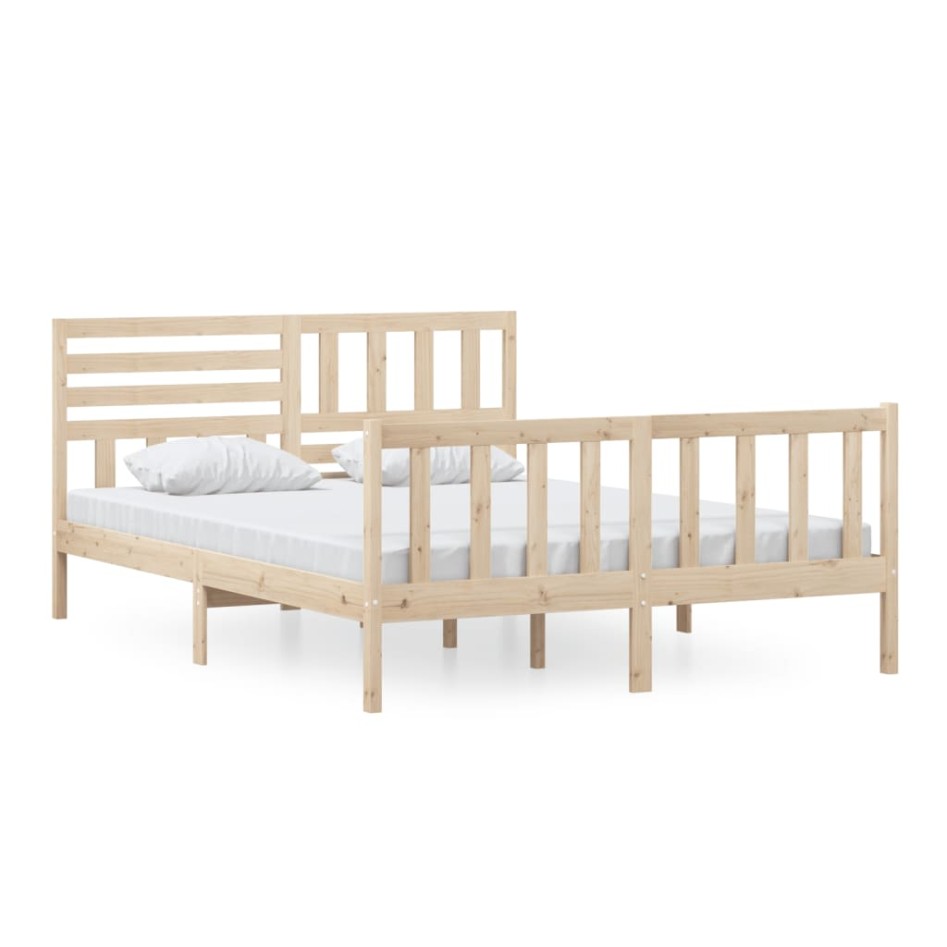 Estructura de cama de madera maciza 150x200