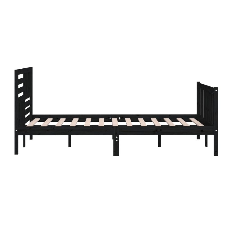 Estructura de cama de madera maciza negra super king 180x200
