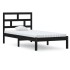 Estructura de cama individual de madera maciza negro 90x190