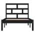 Estructura de cama individual de madera maciza negro 90x190