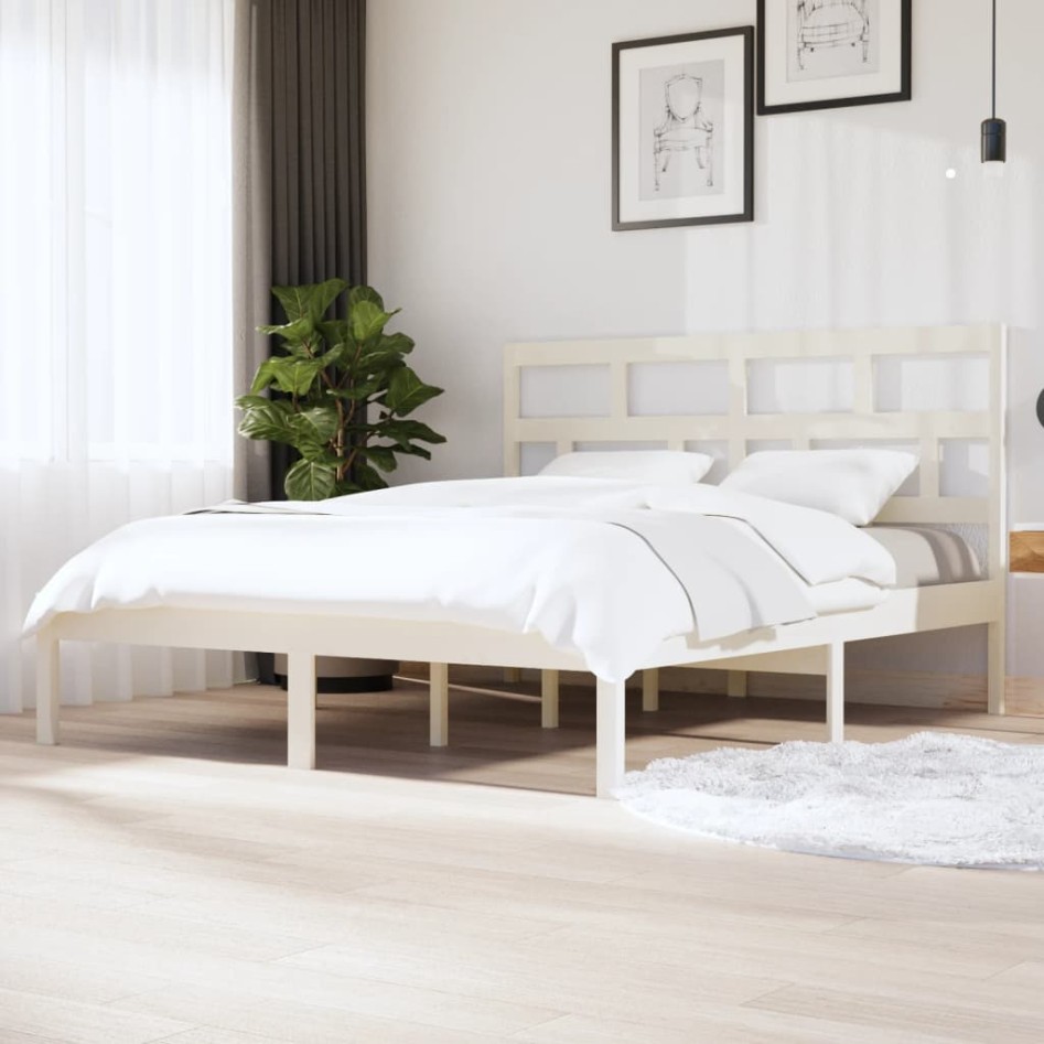 Estructura de cama de madera maciza de pino blanco 160x200