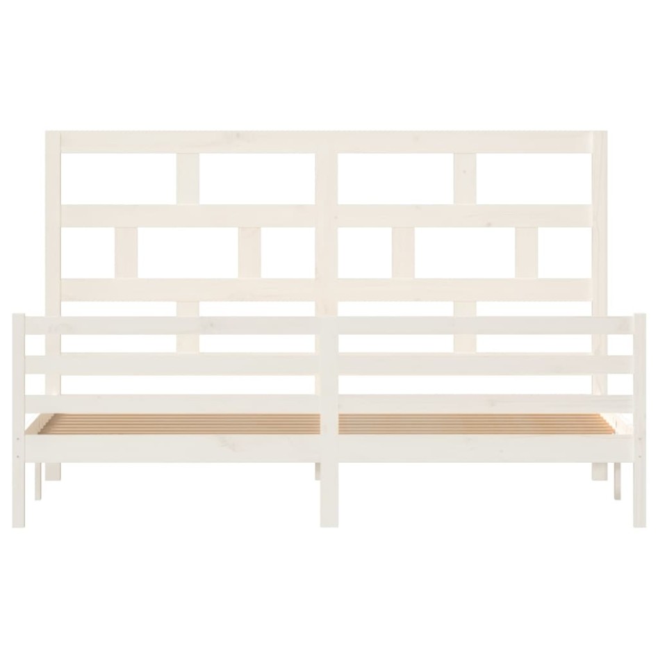 Estructura de cama madera maciza de pino blanca 200x200