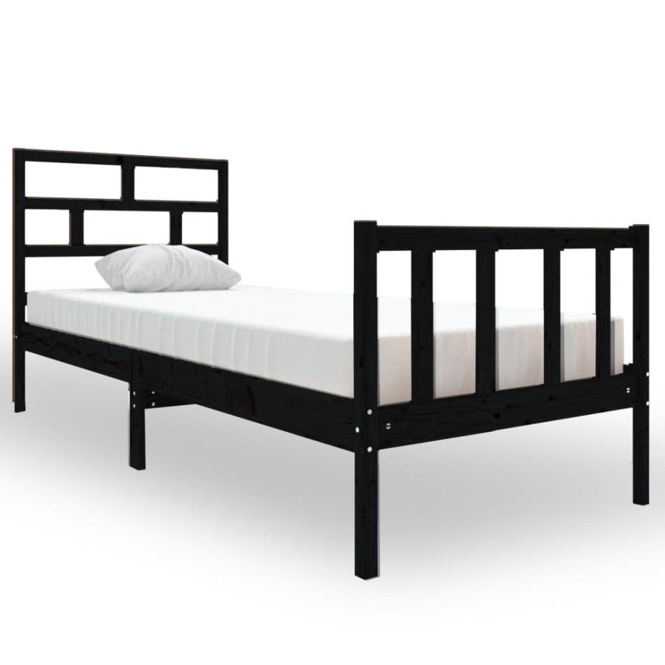 Estructura de cama madera maciza de pino negro 75x190