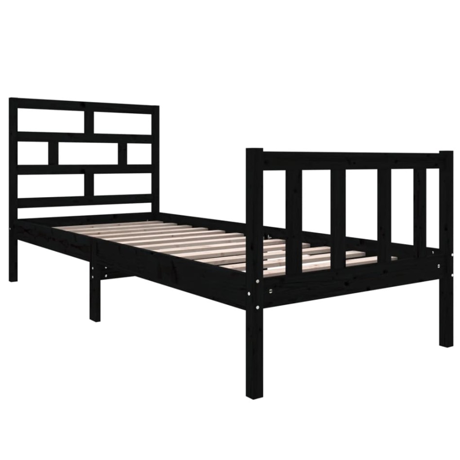 Estructura de cama madera maciza de pino negro 75x190