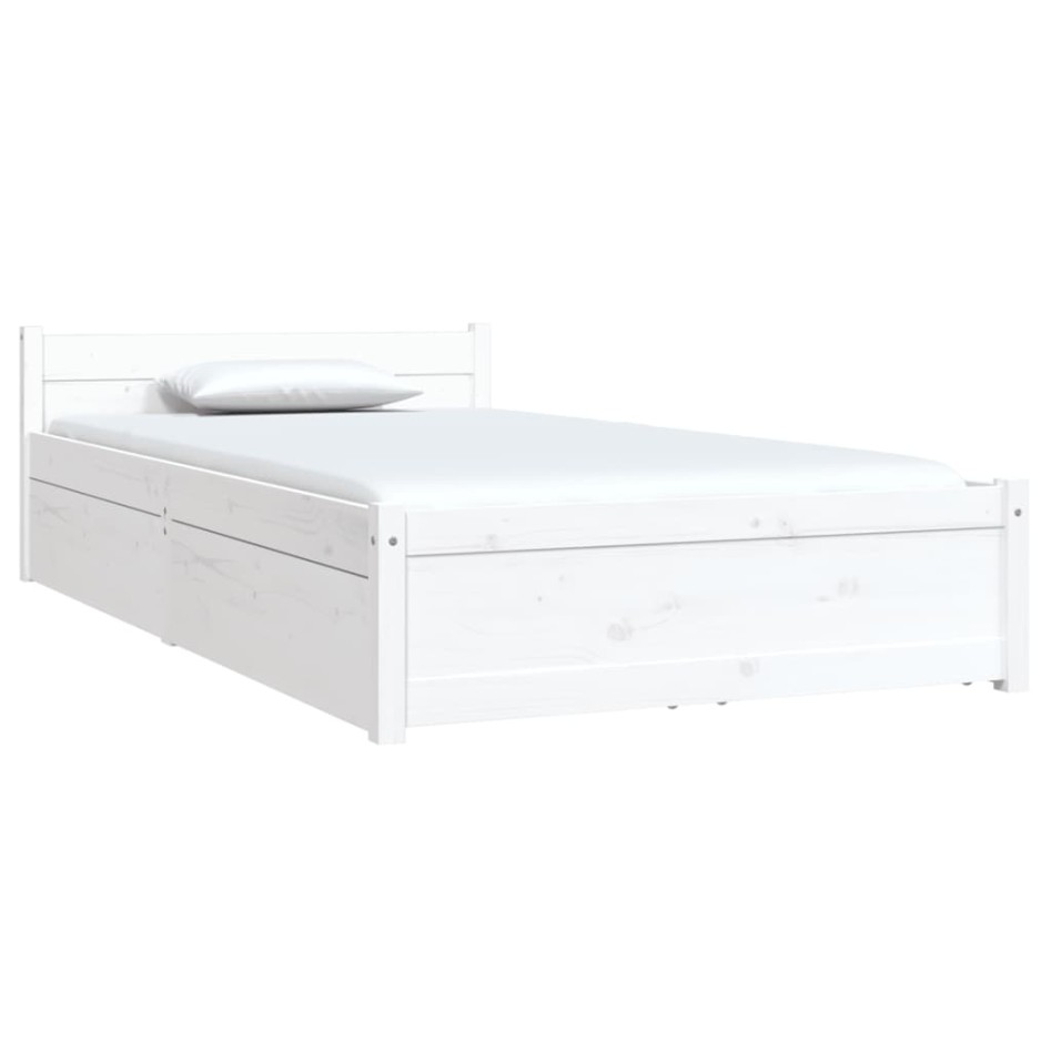 Estructura de cama individual con cajones blanco 90x190