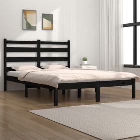 Estructura de cama madera maciza de pino negro 135x190