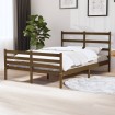 Estructura de cama doble madera maciza marrón miel 120x190 cm