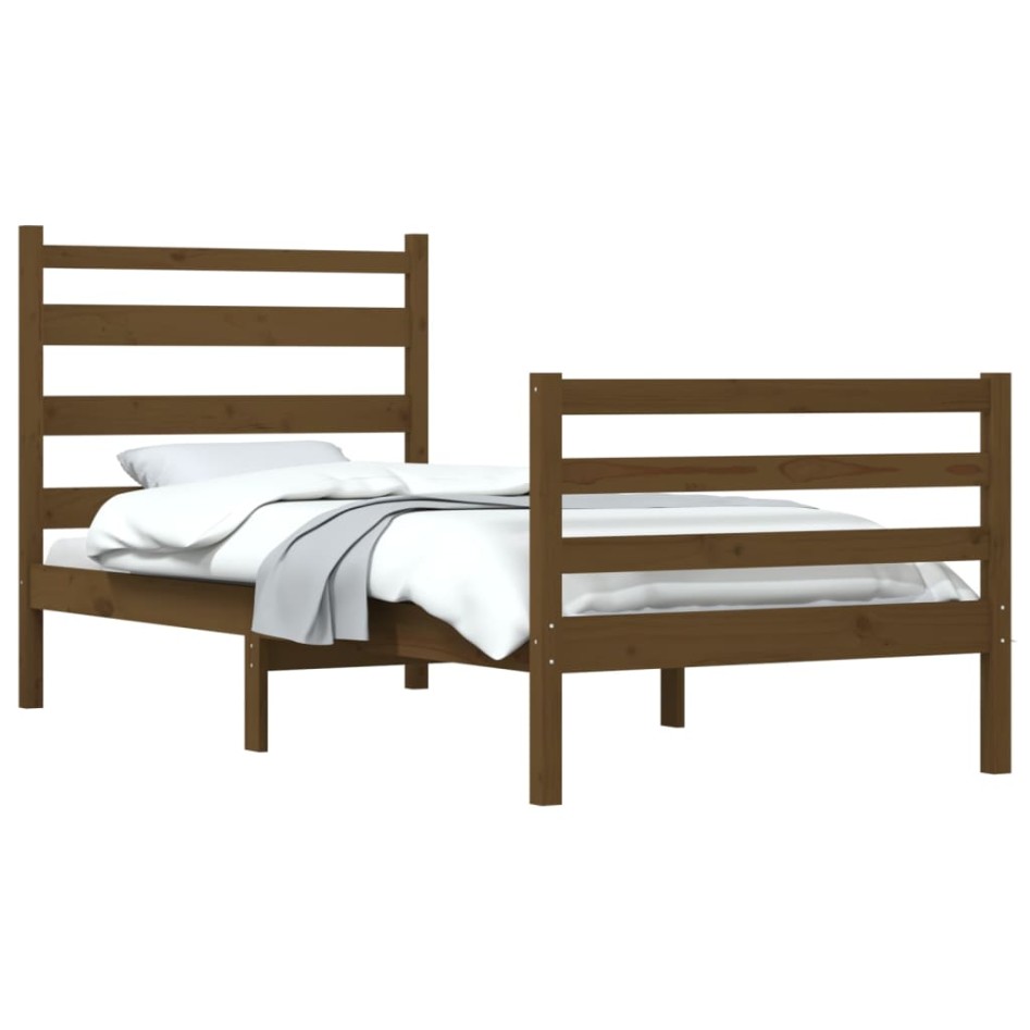 Estructura de cama madera maciza pino marrón miel 90x200