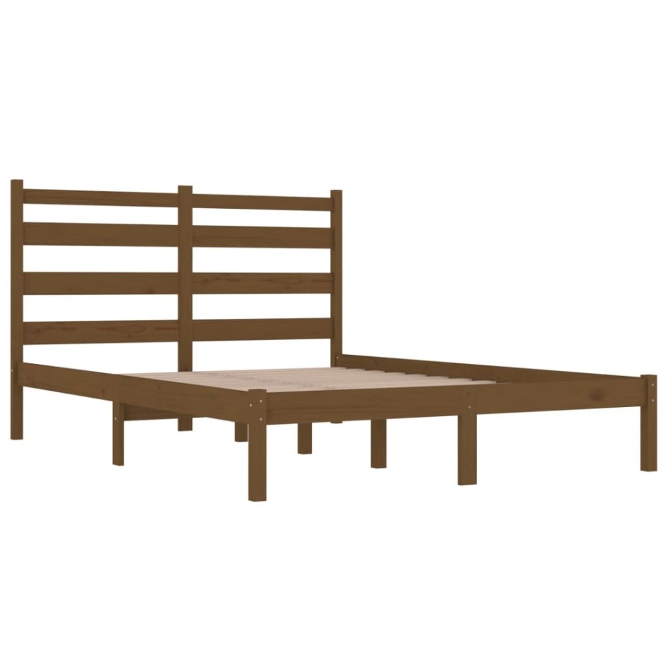 Estructura de cama madera maciza de pino marrón miel 120x200