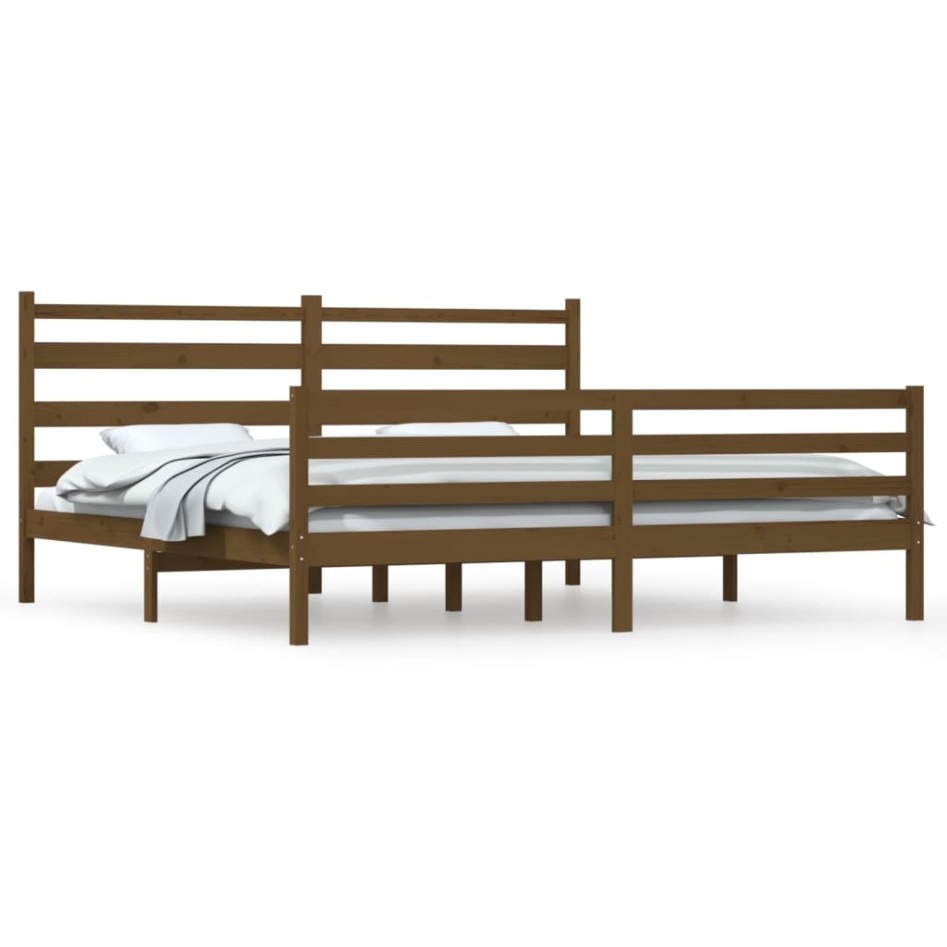 Estructura de cama madera maciza de pino marrón miel 200x200