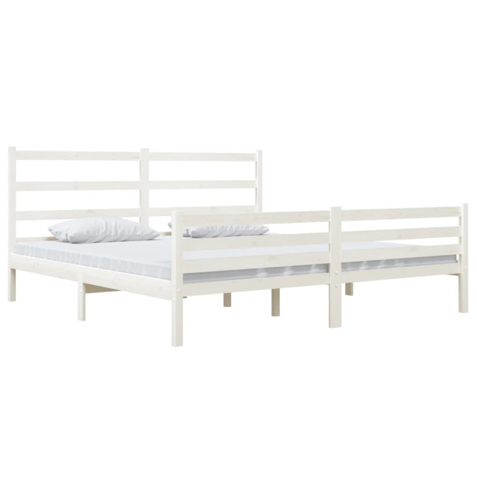 Estructura de cama madera maciza blanco Super King 180x200