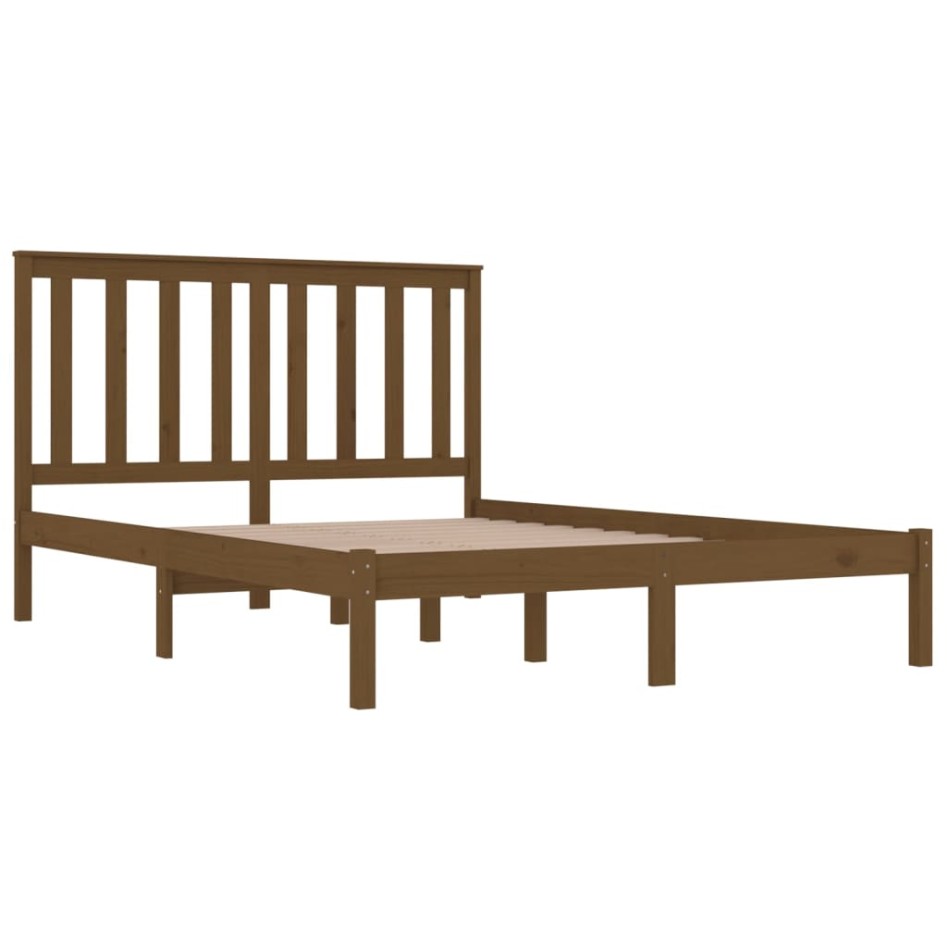 Estructura de cama madera maciza de pino marrón miel 200x200