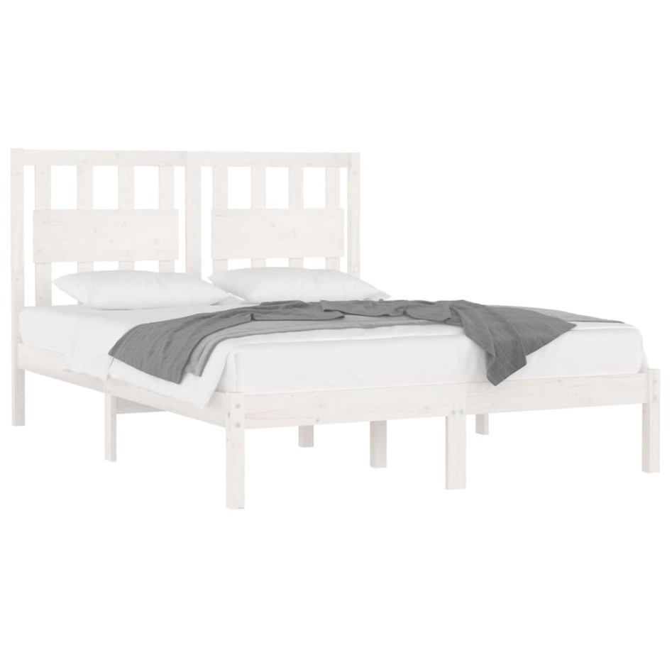 Estructura de cama de madera de pino maciza blanca 140x190