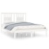 Estructura de cama doble pequeña madera maciza blanca