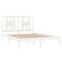 Estructura de cama doble pequeña madera maciza blanca