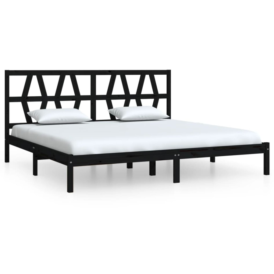 Estructura de cama de madera maciza de pino negro 200x200