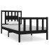Estructura de cama individual madera maciza negra 90x190