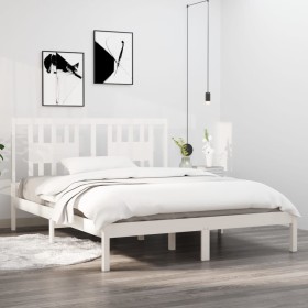 Estructura de cama de madera maciza de pino blanco 160x200