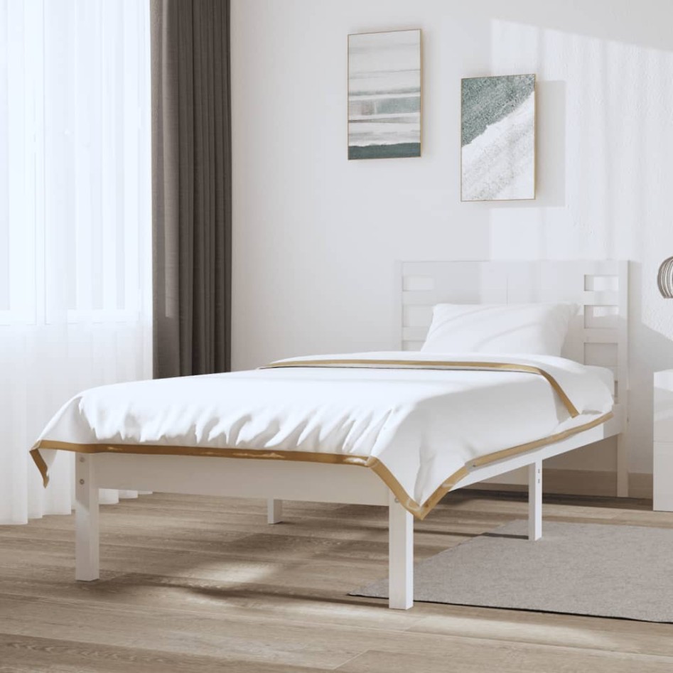 Estructura de cama madera maciza de pino blanco 100x200
