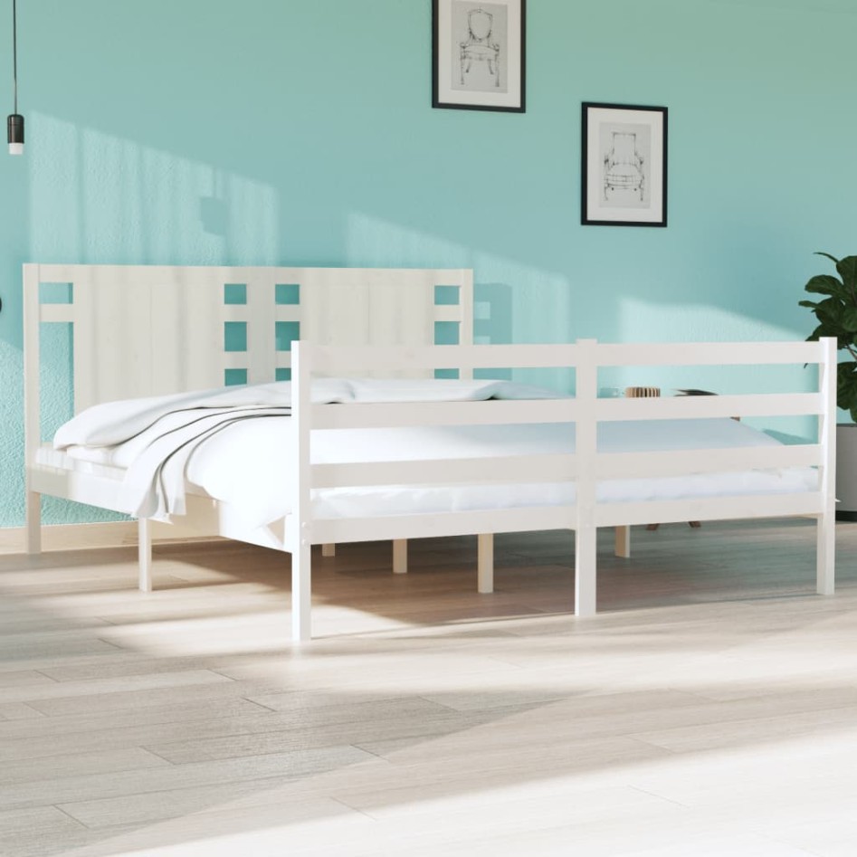 Estructura de cama madera maciza de pino blanca 150x200
