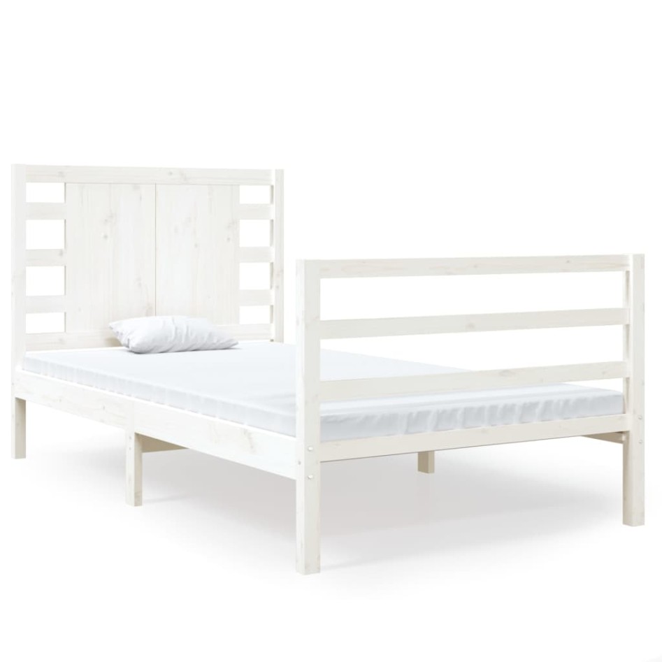 Estructura de cama madera maciza de pino blanco 90x190