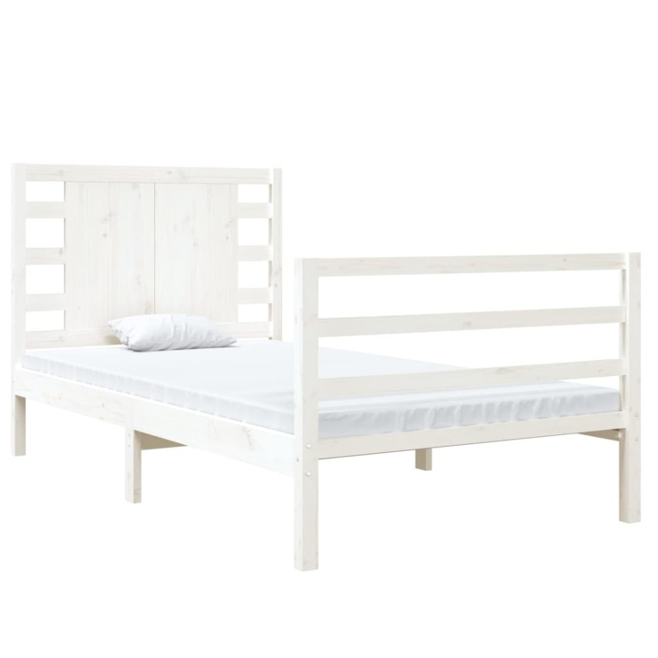 Estructura de cama madera maciza de pino blanco 90x190