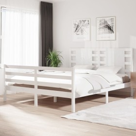 Estructura de cama de madera maciza de pino blanca 160x200