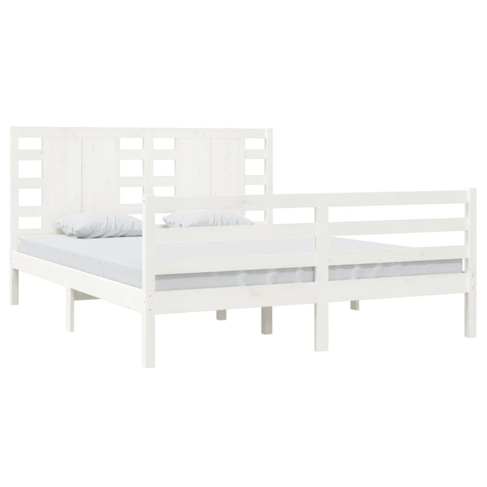 Estructura de cama de madera maciza de pino blanca 160x200