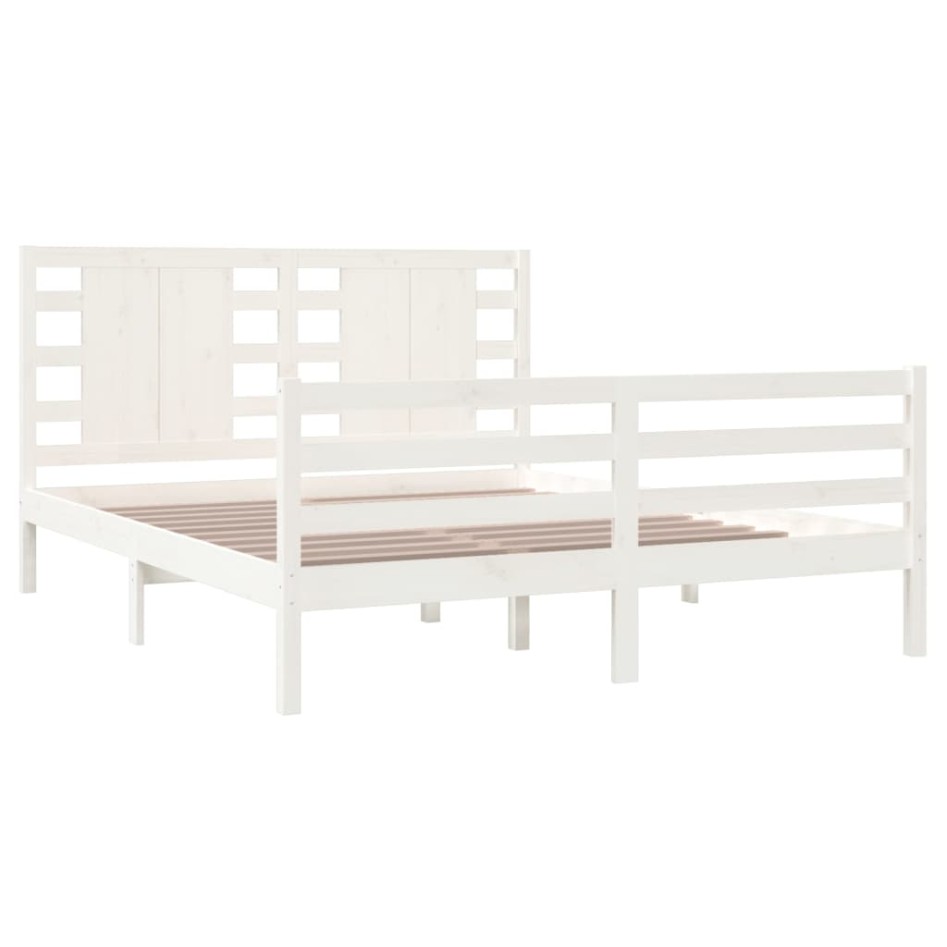 Estructura de cama de madera maciza de pino blanca 160x200