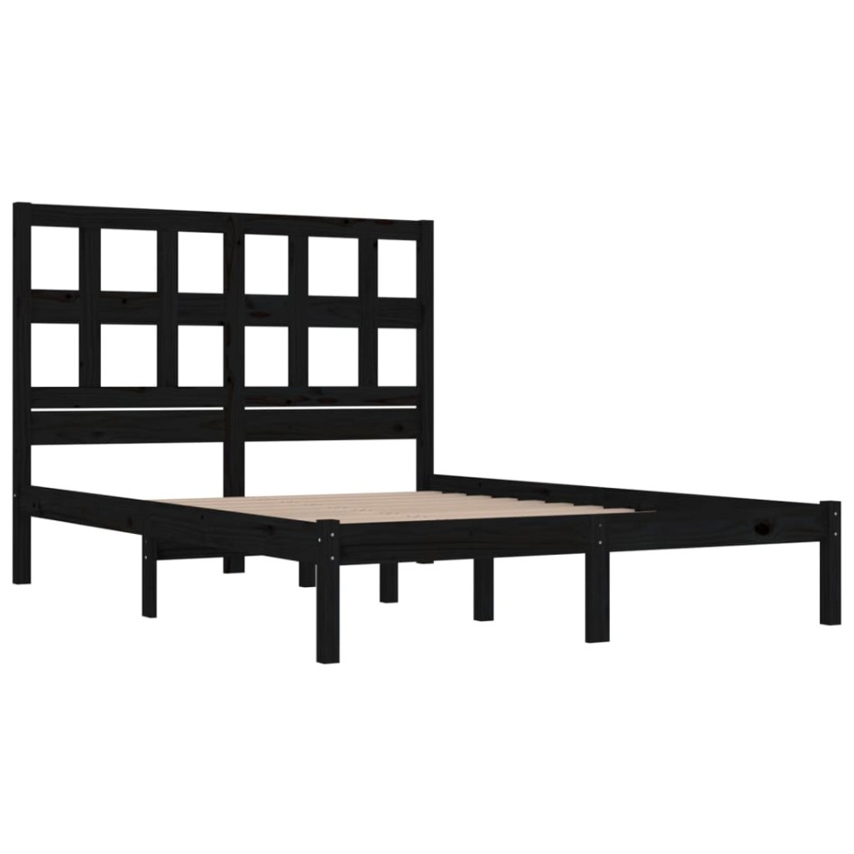 Estructura de cama madera maciza negro Supe King 180x200