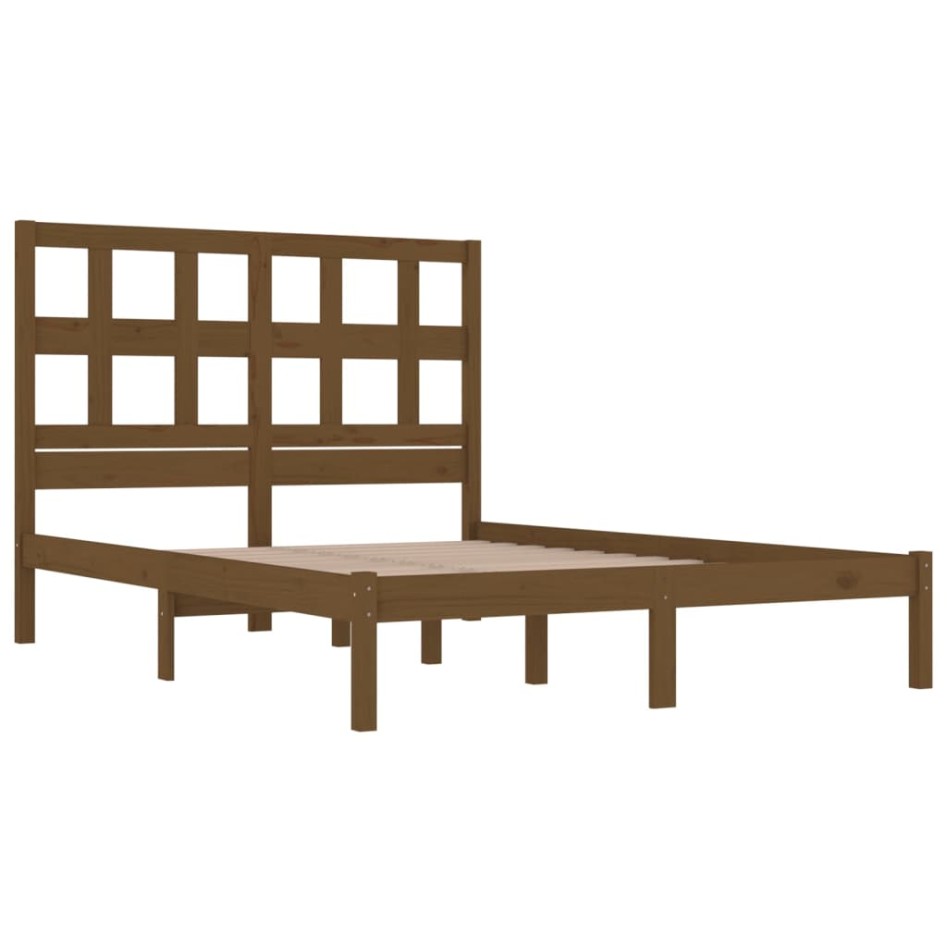 Estructura de cama madera maciza de pino marrón miel 120x200