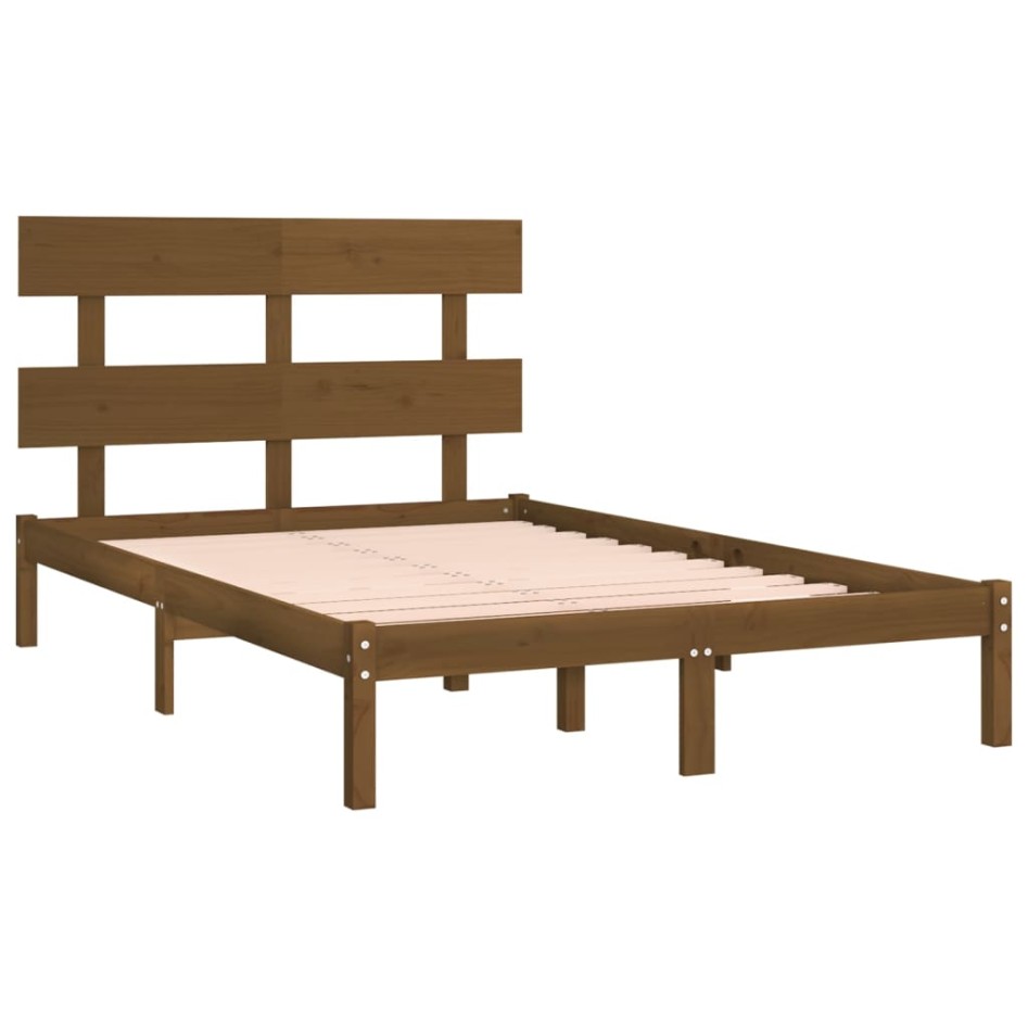 Estructura de cama madera maciza de pino marrón miel 200x200