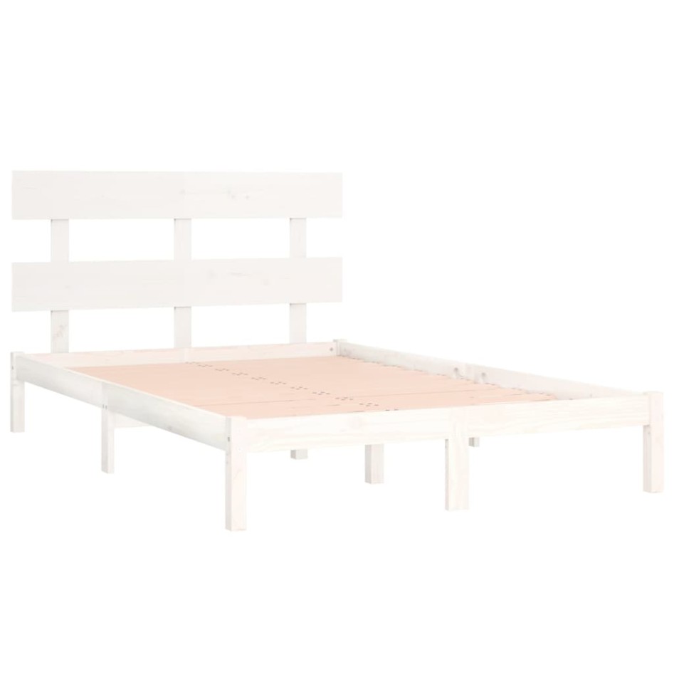 Estructura de cama madera maciza blanco 200x200