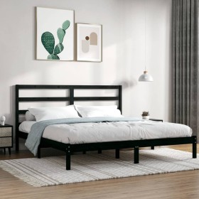 Estructura de cama madera maciza negro Supe King 180x200
