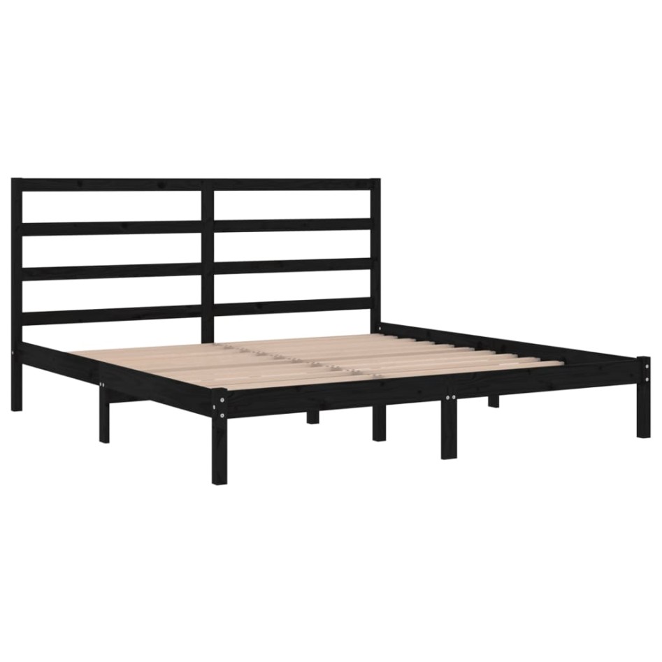 Estructura de cama madera maciza negro Supe King 180x200