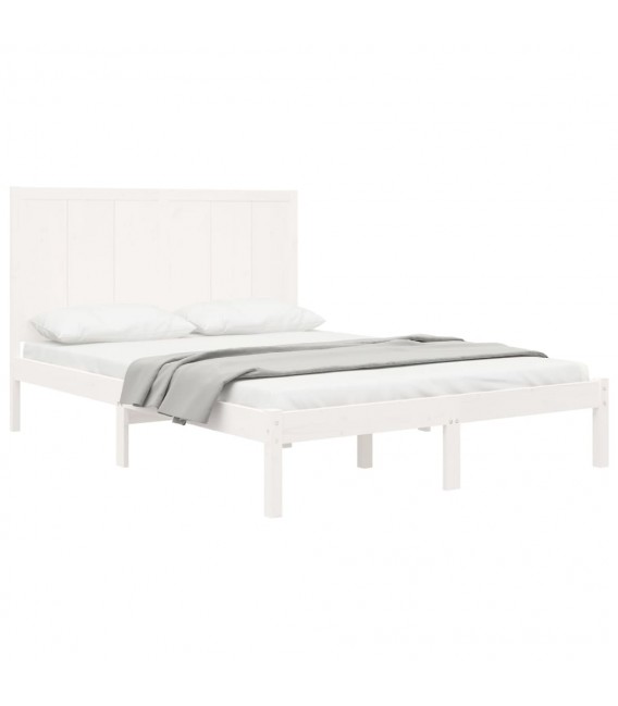 Estructura cama madera de pino doble pequeña blanca 120x190 cm