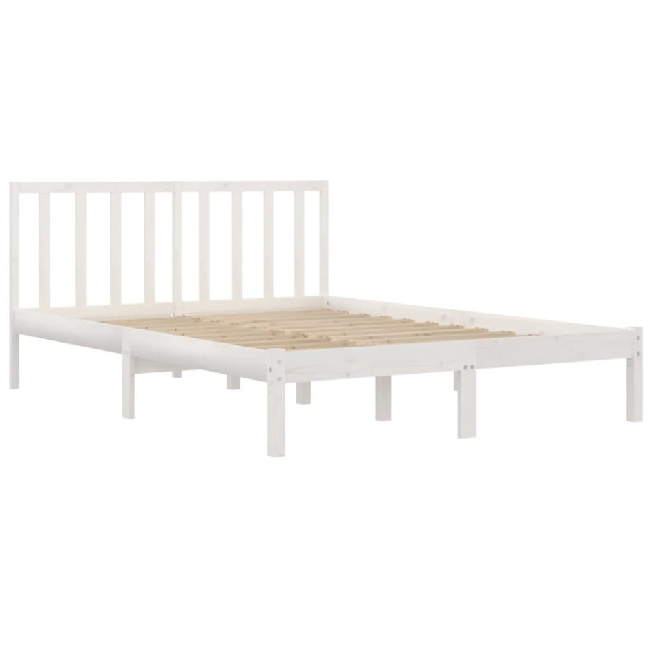 Estructura de cama madera maciza blanco Super King 180x200